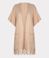 Fringe Poncho in Beige