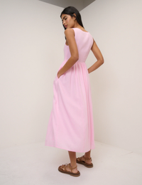 Pink Drop Waist Cora Midi Dress