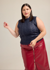 'Leather' Snap Front Midi Skirt in Red