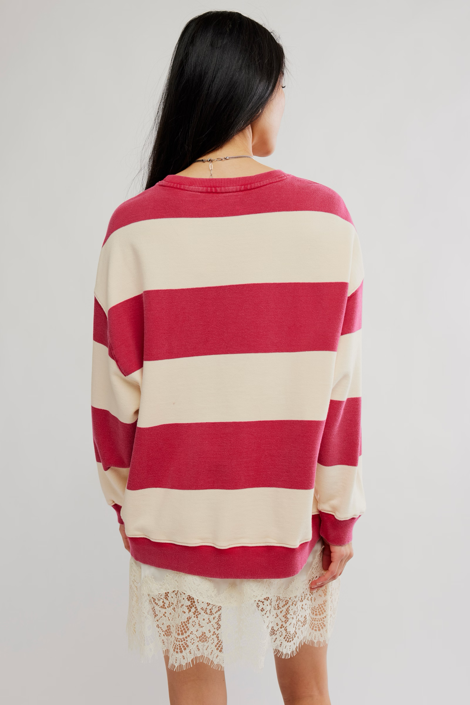 WTF Classic Striped Oversized Crewneck | Cherry Combo