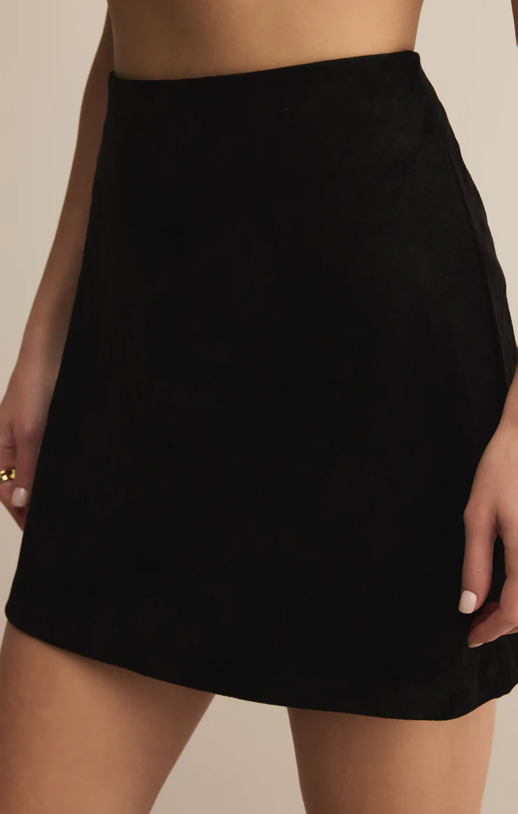 Ciera Vegan Suede Mini Skirt in Black