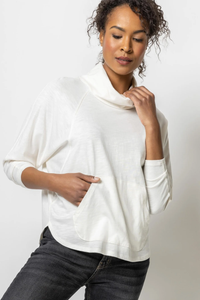 Oversized Cowl Neck Top In Ecru