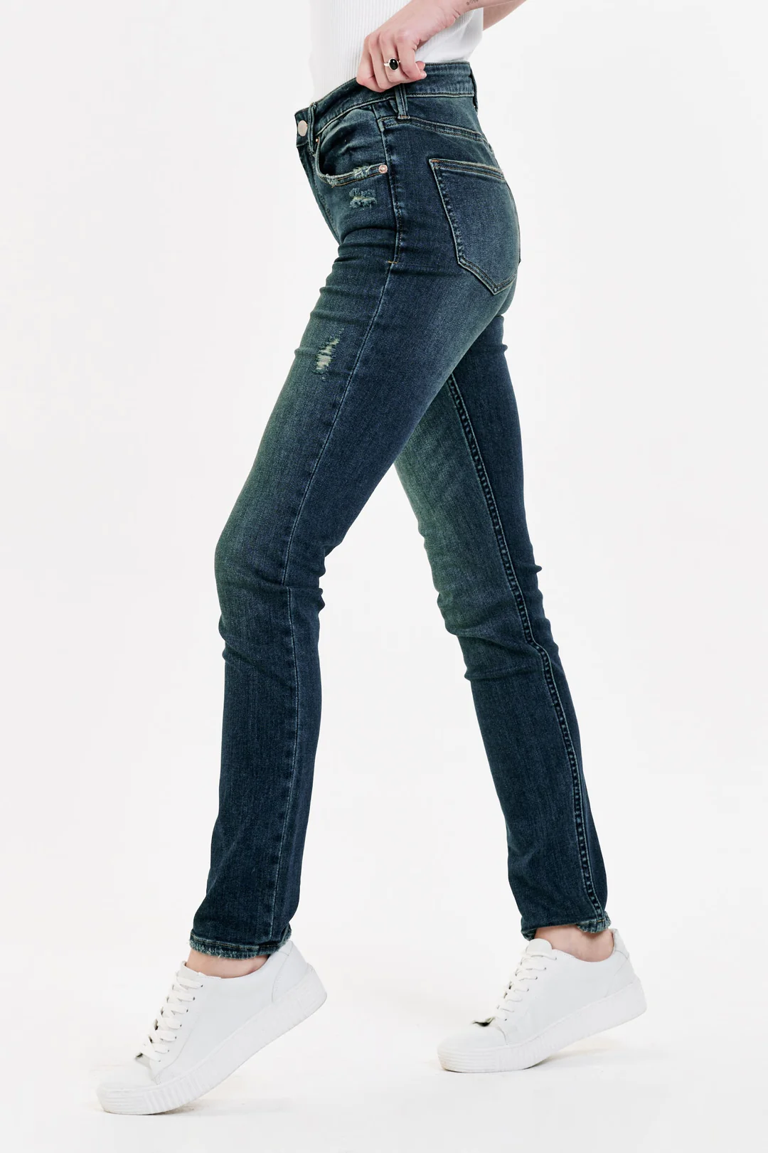Stella Super High Rise Slim Straight Jeans in Bastille