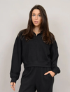 Mailyn Waffle Long Sleeve 1/4 Zip in Black