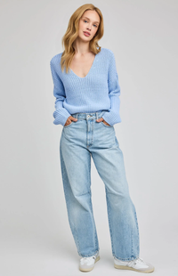 Spencer V-Neck Knit Sweater | Sky