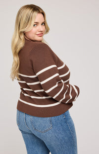 Eden Striped Cardi In Brunette Stripe