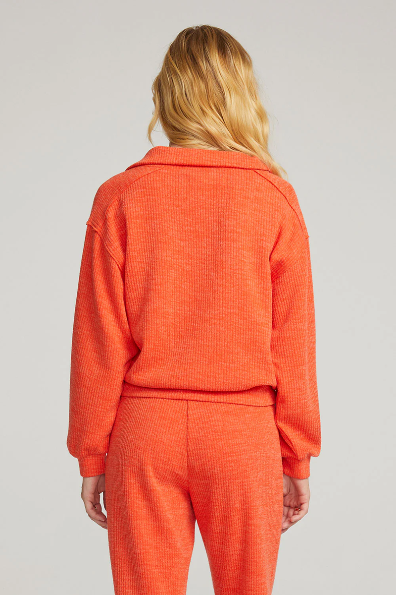 Half Zip Pullover In Hot Orange