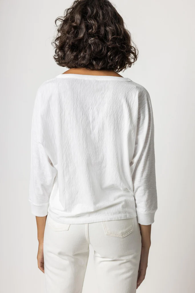 3/4 Sleeve Boatneck Top in White
