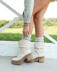 Mel Slouch Boot in Bone Leather