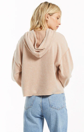 Charlie Cozy Knit Hoodie In Dusty Amber