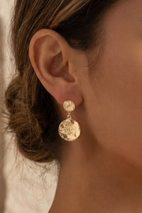 Textured Double Coins Dangle Earrings
