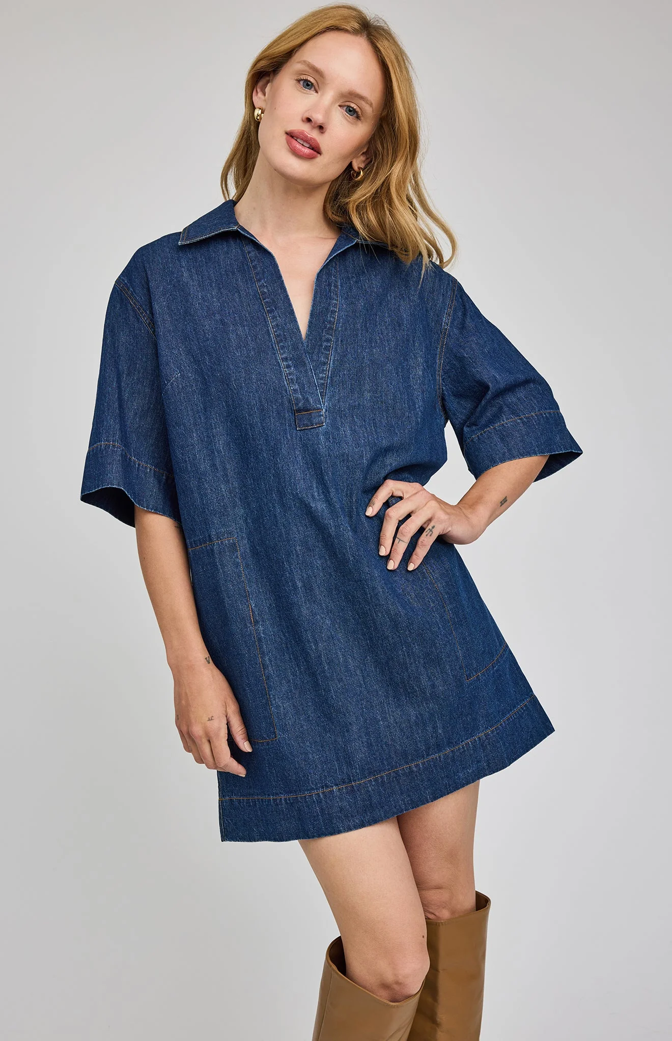 Evelina Mini Dress | Dark Wash