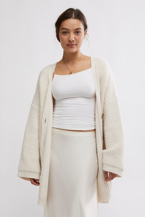 Herringbone Stitch Kimono in Ivory