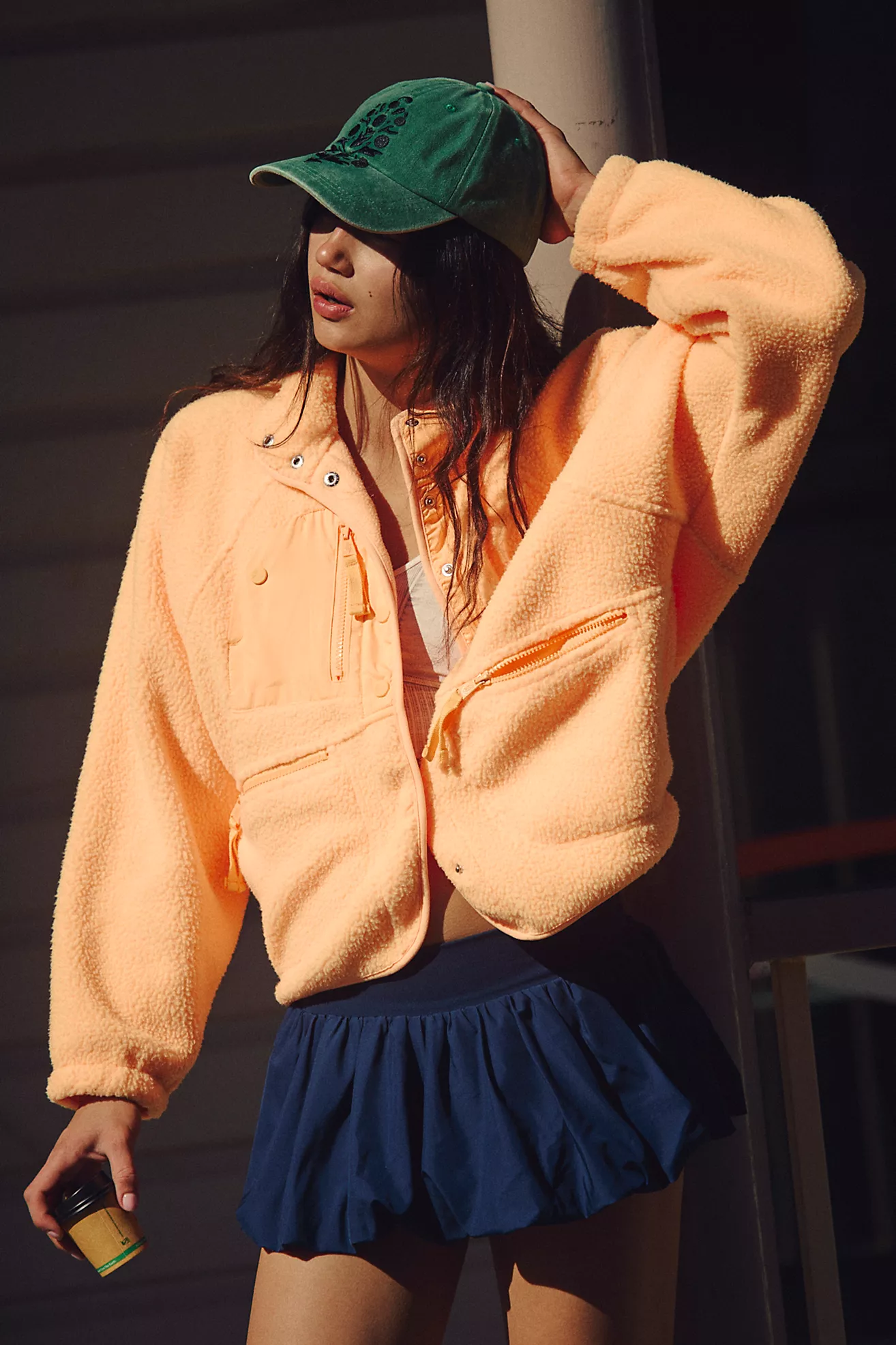 Hit The Slopes Fleece Jacket | Neon Citrus Orange