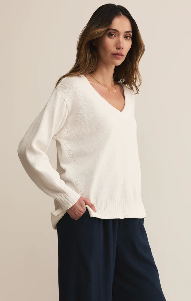 All Around V-neck Sweater | White