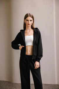 Essential Zip Hoodie in Black