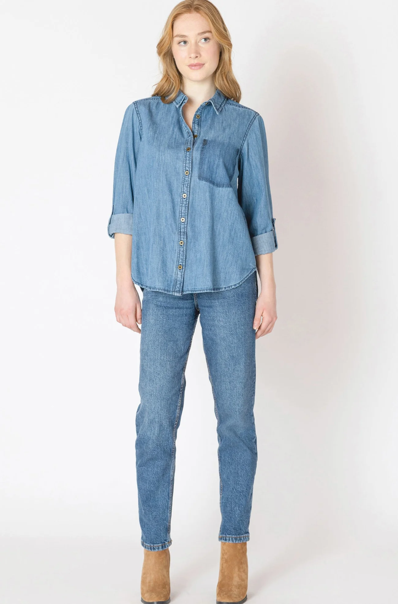 Washed Pocket denim Shirt | Washed Indigo
