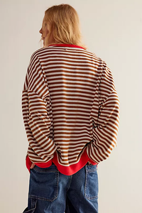 Classic Oversized Striped Crew | Coffee Combo