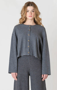 Knit Cardigan + Wide Leg Pant Set | Charcoal