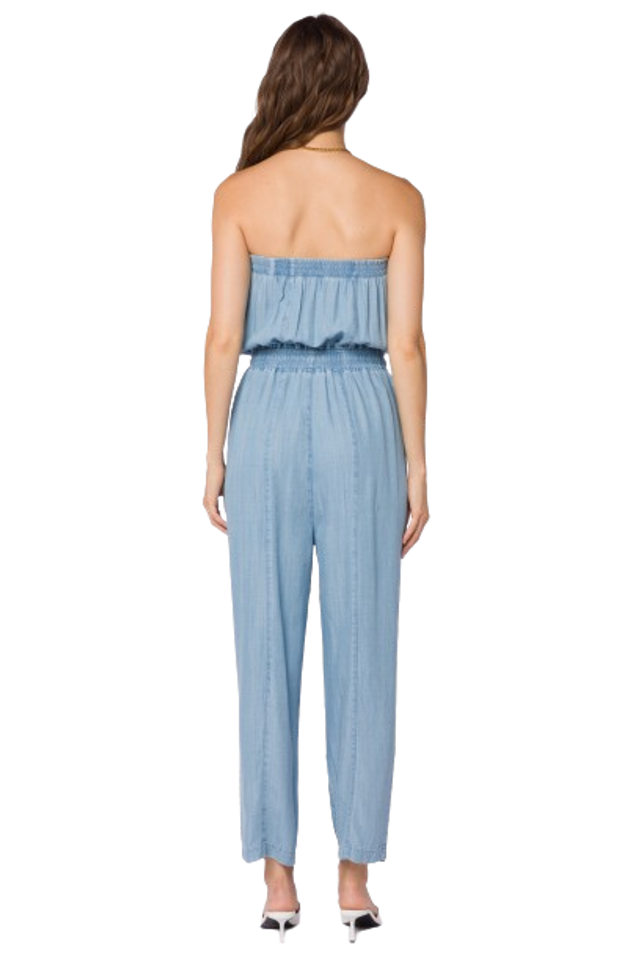 Conrad Strapless Jumpsuit in Chambray