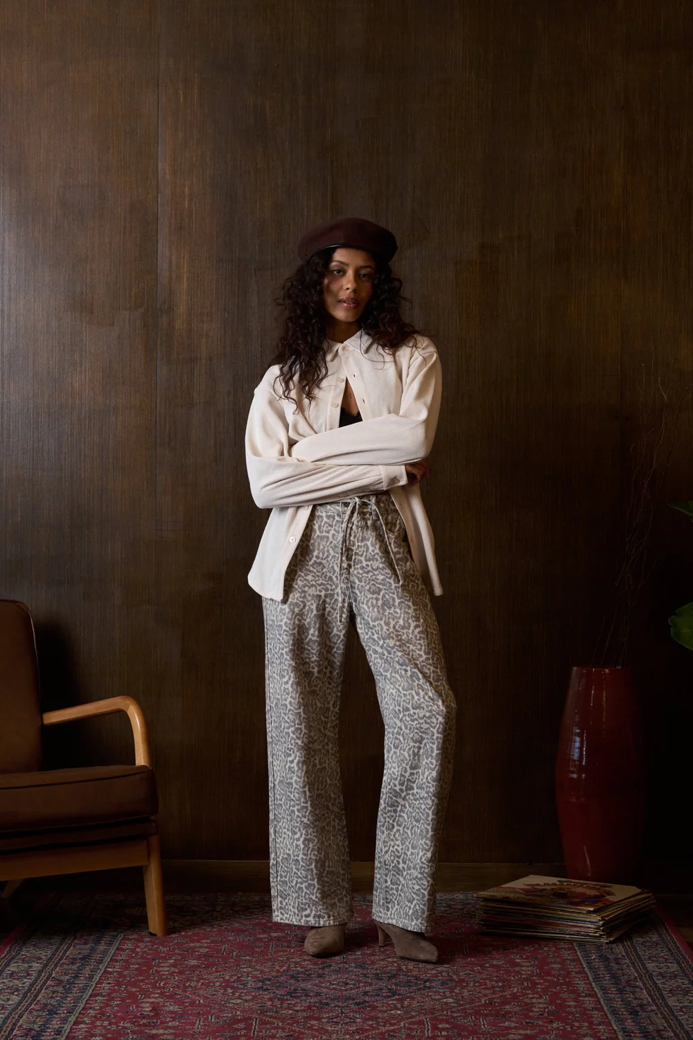 Shelly Leopard Wide Leg Jean