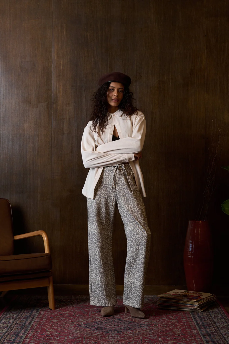 Shelly Leopard Wide Leg Jean