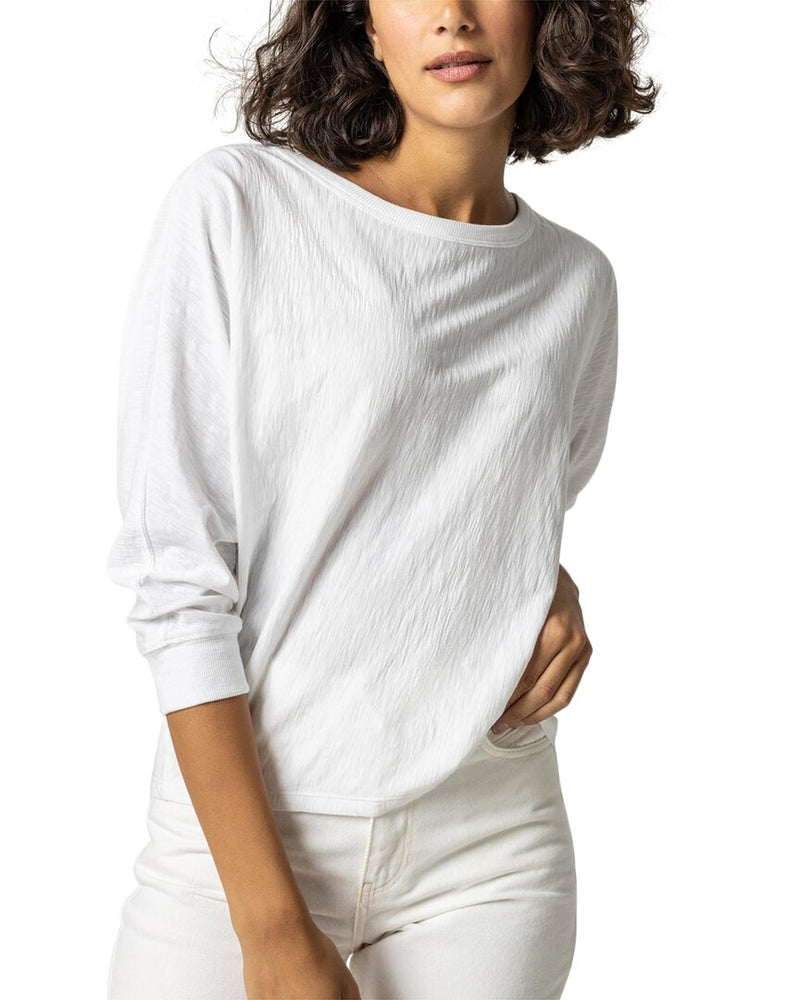 3/4 Sleeve Boatneck Top in White
