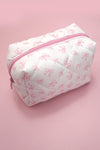 Quilted Bow Cosmetic Pouch Bag | Multiple Colours