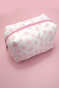 Quilted Bow Cosmetic Pouch Bag | Multiple Colours