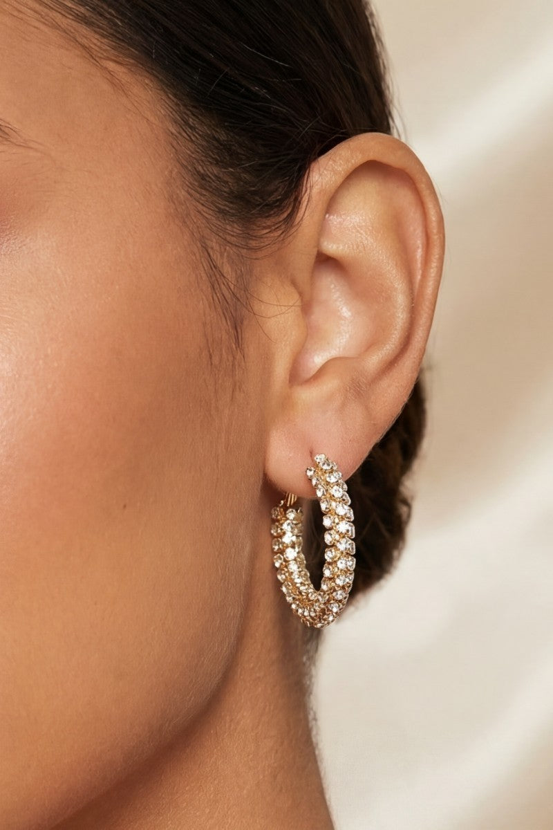 Studded Tube Hoop Latch Earrings