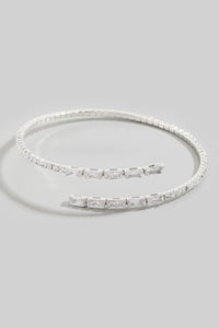 Cubic Zirconia Baguette Tennis Chain Cuff Bracelet