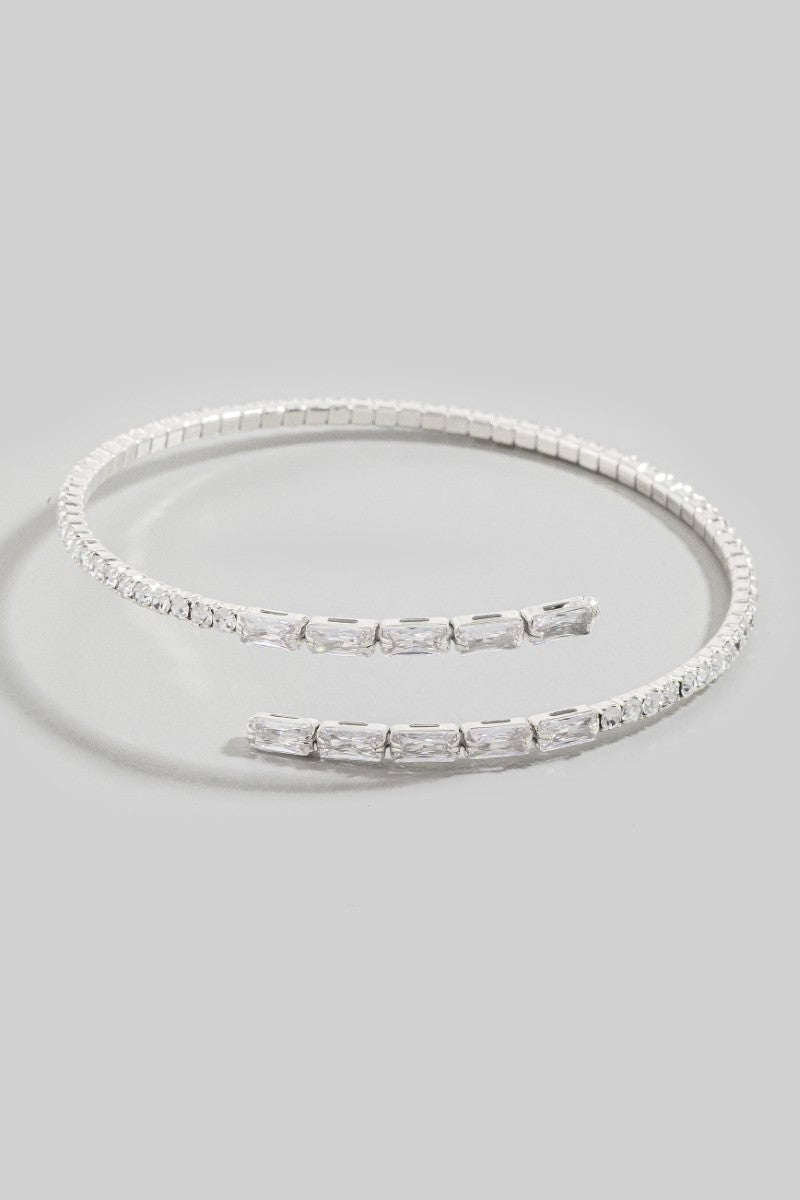 Cubic Zirconia Baguette Tennis Chain Cuff Bracelet