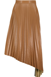 Presley Vegan Leather Skirt in Cognac