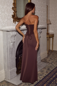 Taleah Strapless Corset Maxi | Espresso