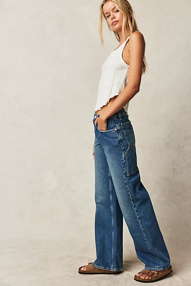 Tinsley Baggy High Rise Jeans in Hazey Blue