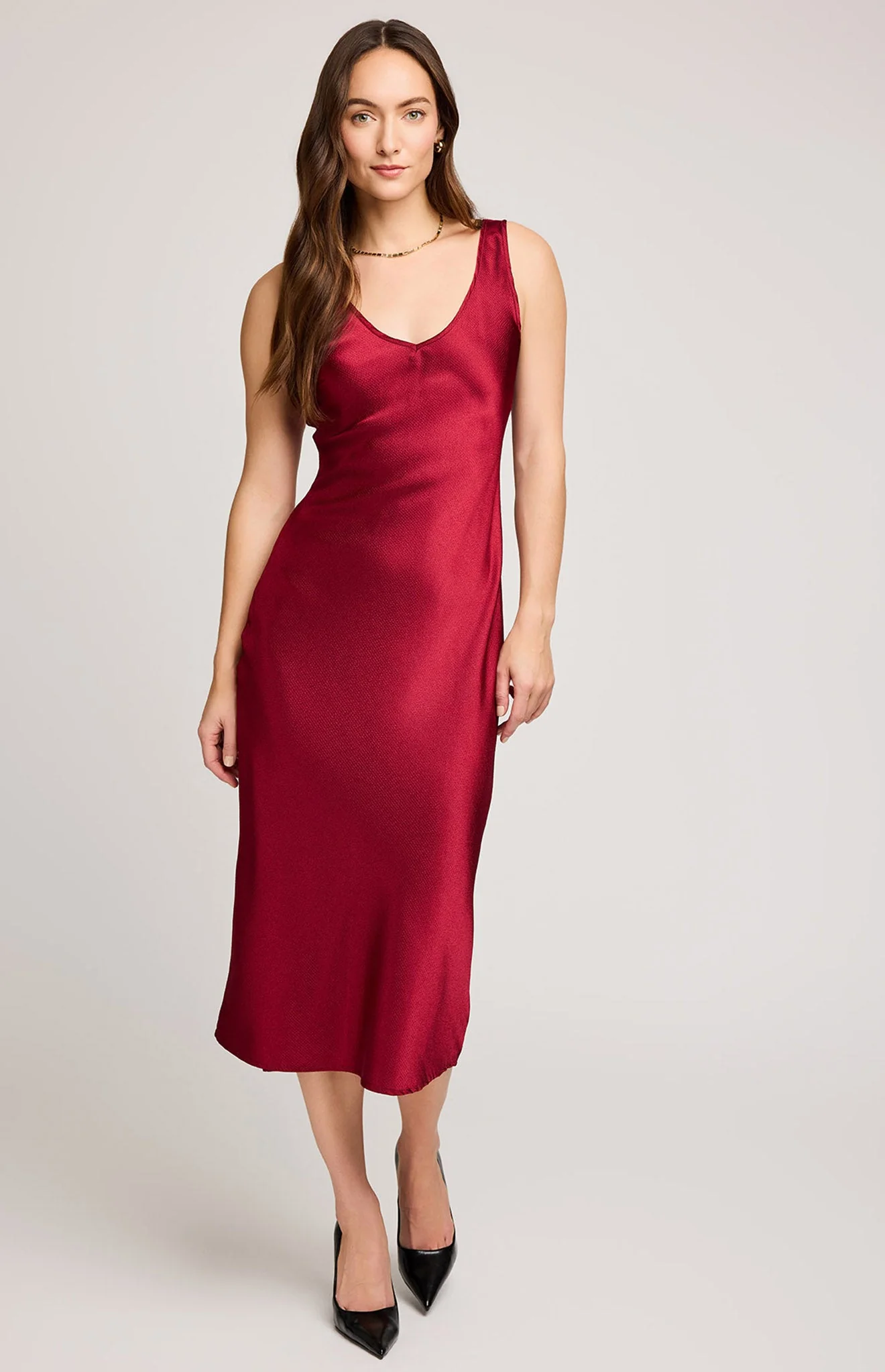 Astra Satin Dress in Crimson