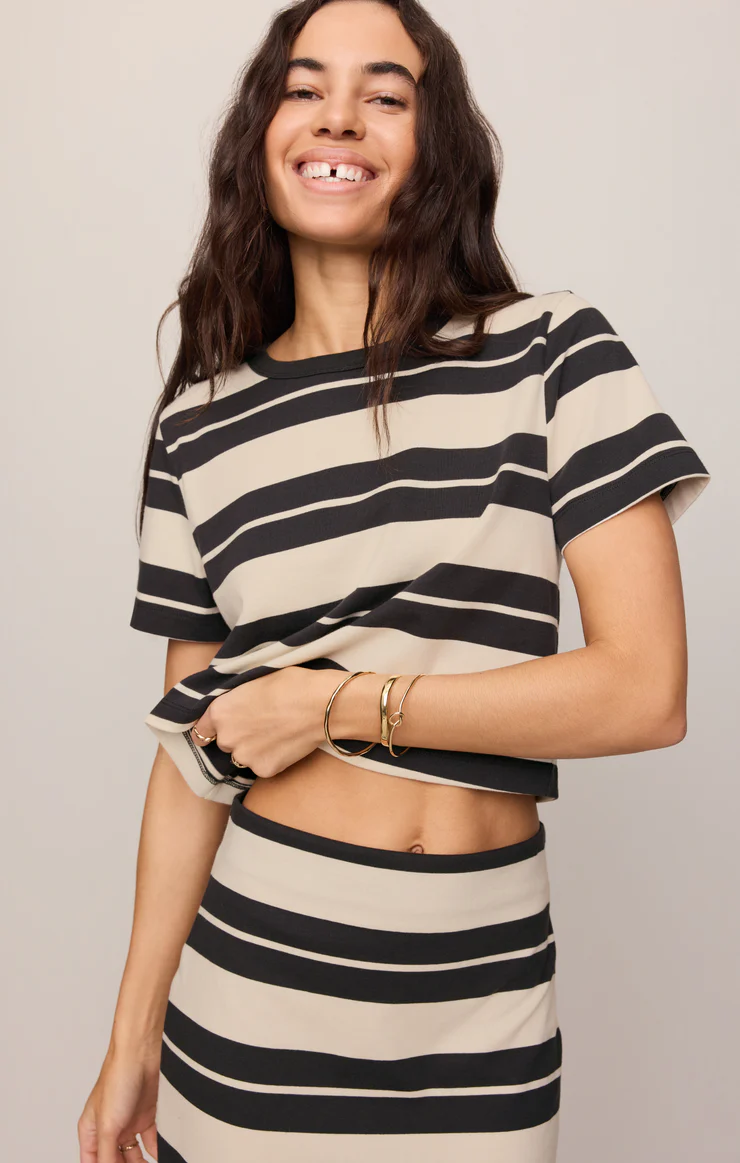 Stellan Striped Jersey Tee | Ash Black