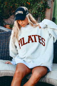 PILATES Sweatshirt (reversible) | Heather Grey + Cranberry