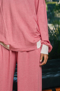 Reversible Twist Front Striped Knit Top