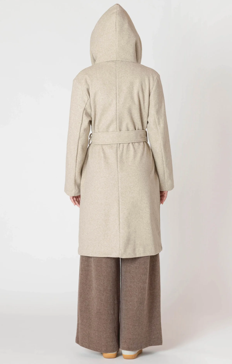 Belted Hooded Coat in Sand