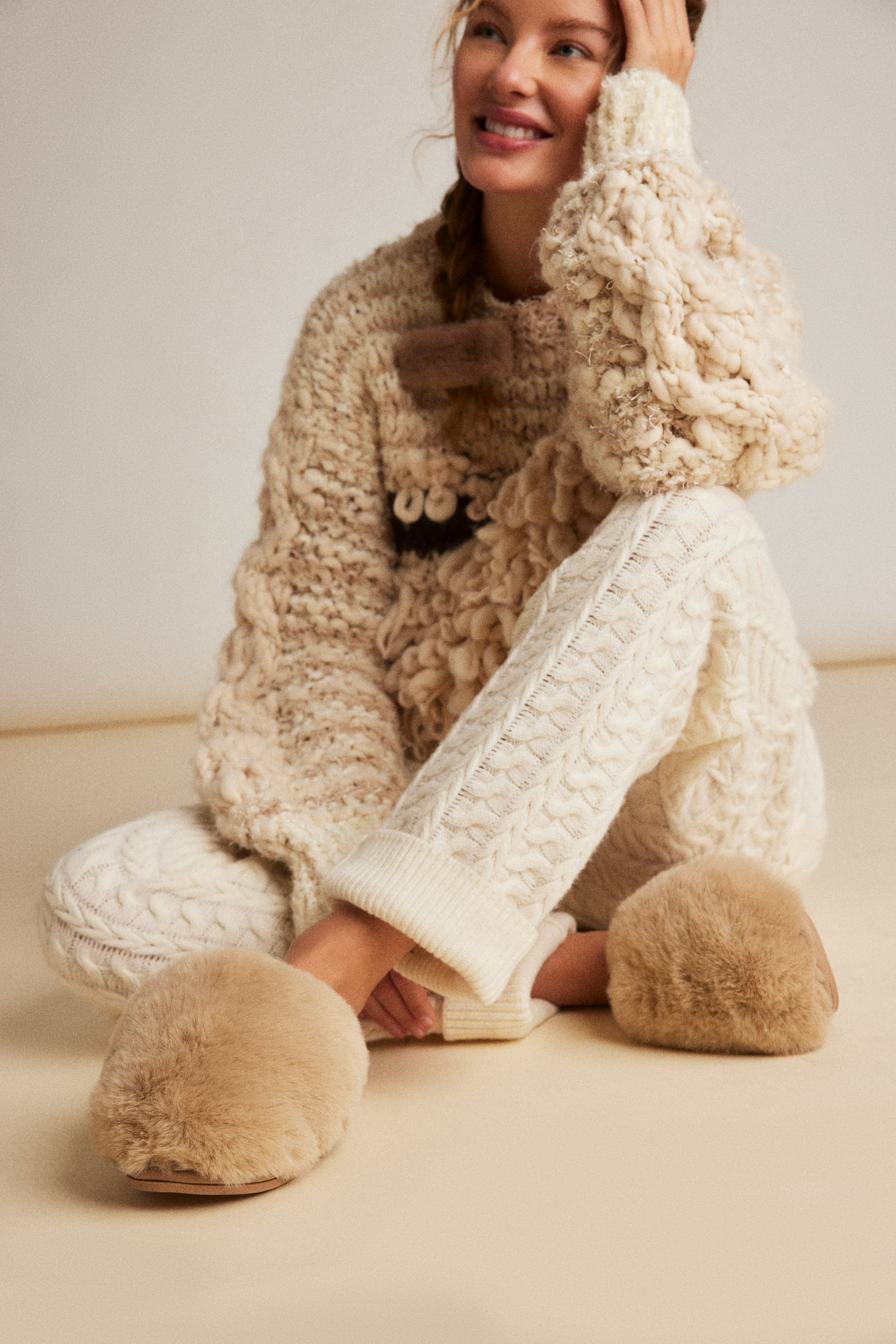 Snowball Slippers in Taupe