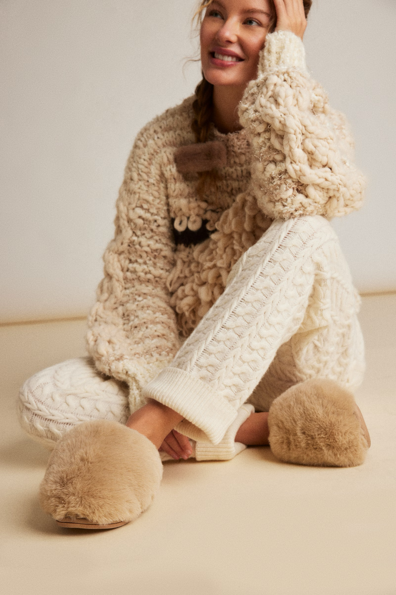 Snowball Slippers in Taupe
