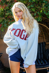 PILATES Sweatshirt (reversible) | Heather Grey + Cranberry