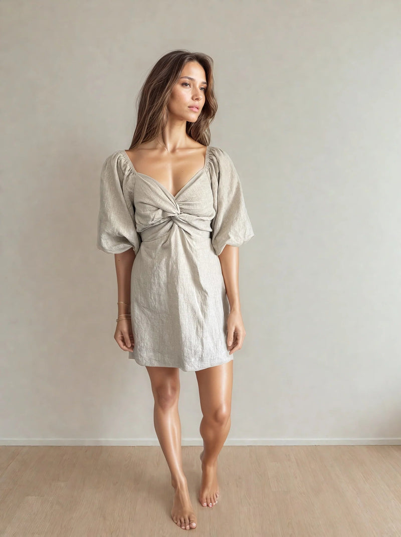 Noelle Linen Bubble Sleeve Mini