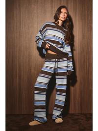 Multi Stripe Crew Neck Sweater and Wide Leg Pant Set