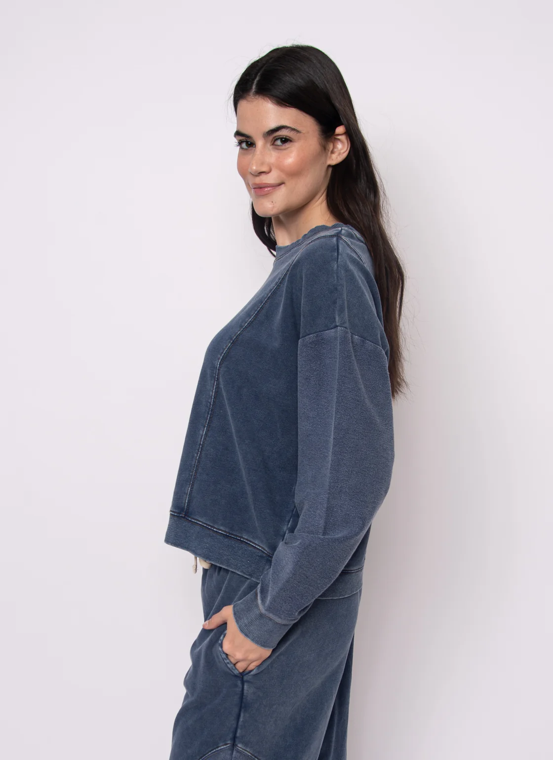 Kacey Denim Look French Terry Pullover