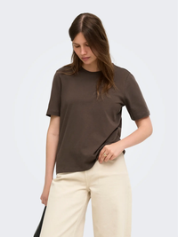 Happy Short Sleeve O-Neck Tee in Chocolate
