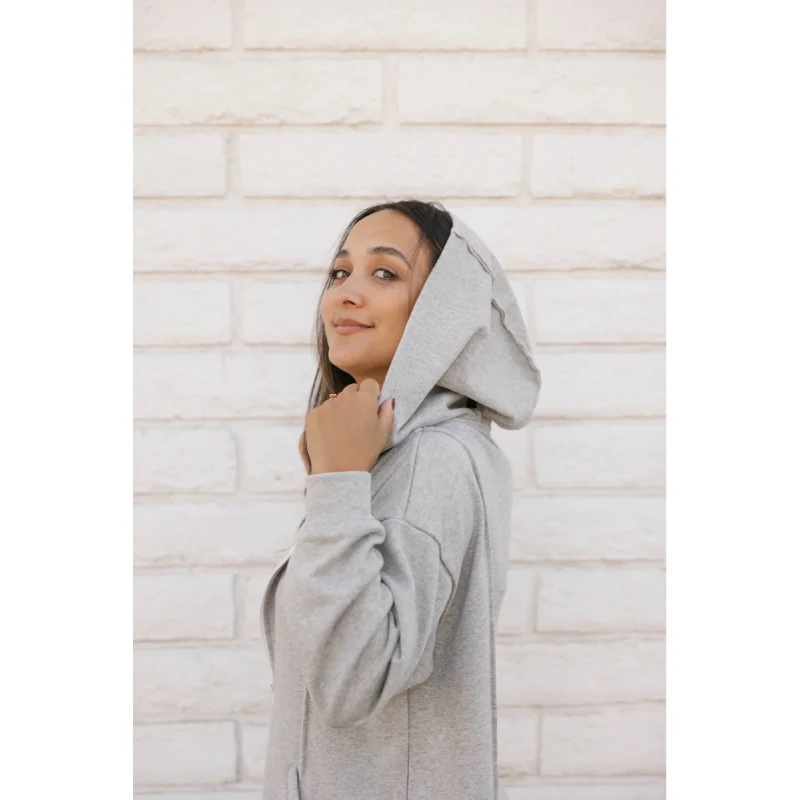 Evelyn Zip Up Hoodie in Grey