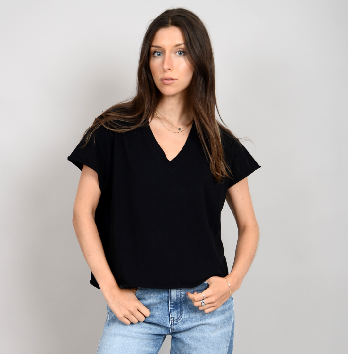 The Tara V-Neck Tee In Black