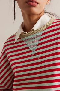 Classic Oversized Striped Crew | Cherry Combo